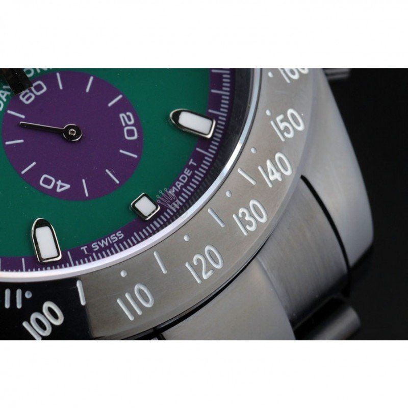 Super Clone Rolex Daytona Black Ion Plated Tachymeter Black Stainless Steel Strap Green Dial 80246 - Image 10