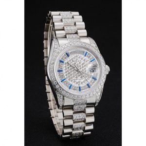 Super Clone Rolex Day-Date Diamond Pave Dial And Bezel And Stainless Steel Bracelet - Image 3