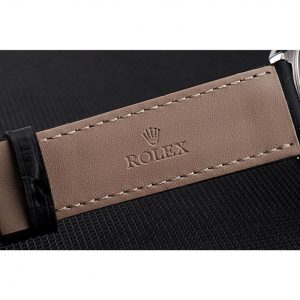 Super Clone Rolex Cellini Time Silver Case White Dial Black Leather Bracelet 622653 – Image 7