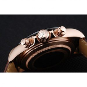 Super Clone Rolex Cosmograph Daytona Brown Dial Rose Gold Case Brown Leather Bracelet 1454243 - Imagen 7