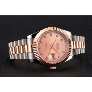 Super Clone Rolex Datejust Rose Gold Dial And Bezel Stainless Steel Case Two Tone Bracelet - Image 4