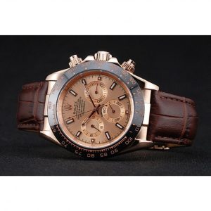 Super Clone Rolex Cosmograph Daytona Brown Dial Rose Gold Case Brown Leather Bracelet 1454243 - Imagen 4