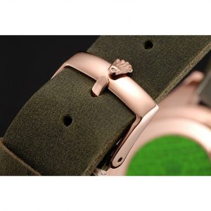 Rolex Yacht-Master Black Dial Green Bezel Rose Gold Case Green Leather Bracelet 1453862 - Imagen 5