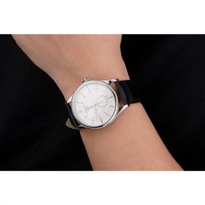 Super Clone Rolex Cellini White Dial Stainless Steel Case Black Leather Strap – Image 10