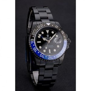 Super Clone Rolex GMT Master II Black Dial Blue And Black Bezel Black PVD Case And Bracelet PR18239 - Image 3