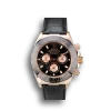 Super Clone Rolex Daytona Rose Gold Case Black Dial Black Leather Strap