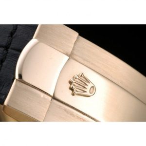Super Clone Rolex Daytona Gold Case Blue Dial Black Leather Strap - Imagen 6