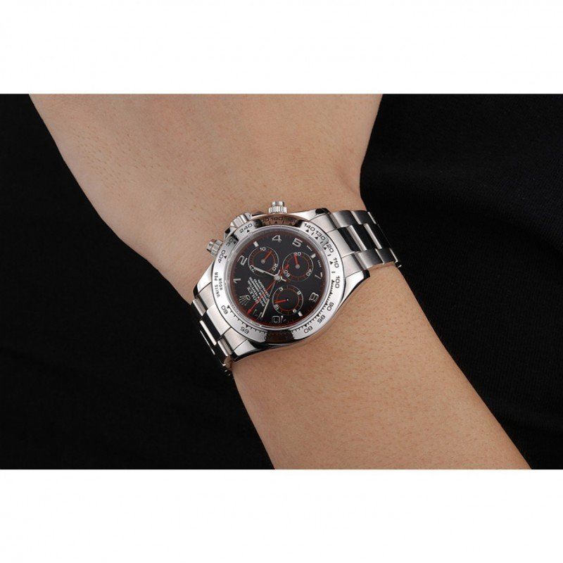 Super Clone Rolex Daytona Stainless Steel Bracelet Black Dial 80296 - Image 9