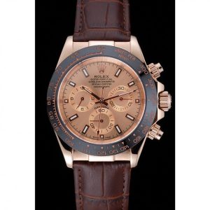 Super Clone Rolex Cosmograph Daytona Brown Dial Rose Gold Case Brown Leather Bracelet 1454243 - Imagen 2