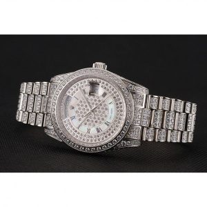 Super Clone Rolex Day-Date Diamond Pave Dial Diamond Case Diamond Bracelet 1453950 - Image 3