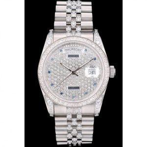 Vista alternativa de Rolex DayDate Diamond Plated Stainless Steel Bracelet Diamond Plated Dial 41985