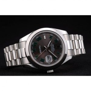 Super Clone Rolex DateJust Polished Stainless Steel Bezel Grey Dial 42000 - Image 4