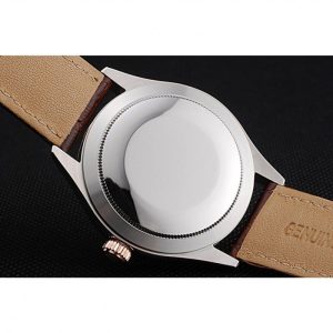 Rolex Cellini Gold Dial And Bezel Stainless Steel Case Brown Leather Strap 622840 - Imagen 9