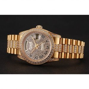 Super Clone Rolex Day-Date Diamond Pave Dial Gold Diamond Bracelet 1453956 - Afbeelding 3