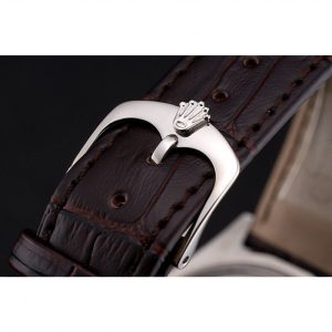 Rolex Cellini White Dial Stainless Steel Case Brown Leather Strap 622839 - الصورة 7