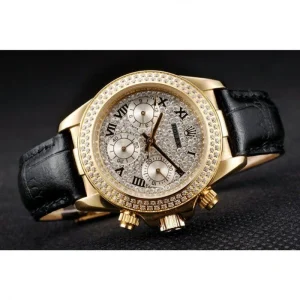 Super Clone Rolex Daytona Lady Gold Case Crystal Studded Bezel Crystal Studded Dial 98238 - Imagen 4