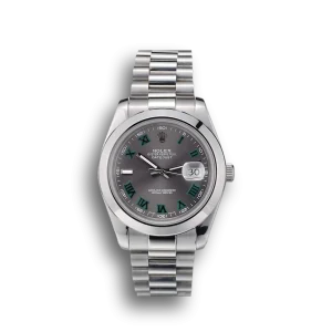 Super Clone Rolex DateJust Polished Stainless Steel Bezel Grey Dial 42000