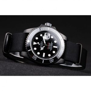 Super Clone Rolex Submariner Pro-Hunter Black Fabric Strap Black Dial - Image 5