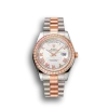 Super Clone Rolex Day-Date Diamonds Bezel White Dial Rose Gold And Staineless Steel Bracelet 1454108