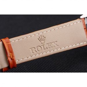Super Clone Rolex Datejust Blue Dial Stainless Steel Case Light Brown Leather Strap - Image 7
