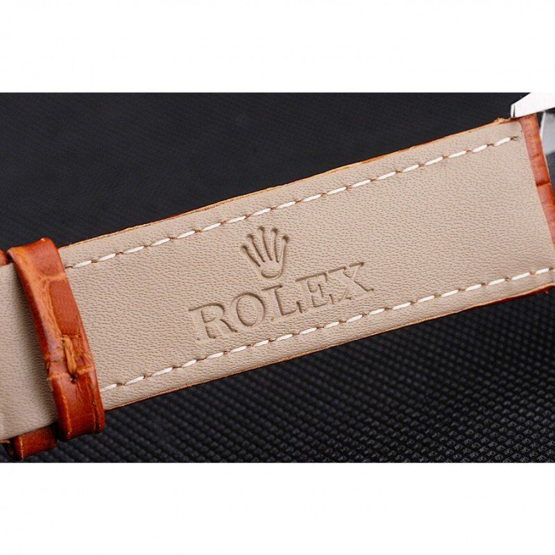Super Clone Rolex Datejust Blue Dial Stainless Steel Case Light Brown Leather Strap - Image 7