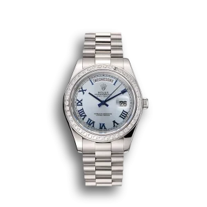 Super Clone Rolex Day-Date Ice Blue Dial Diamond Case Stainless Steel Bracelet 1453962