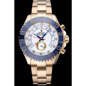 Vista alternativa de Rolex Yacht-Master II White Dial Blue Bezel Gold Bracelet 622271