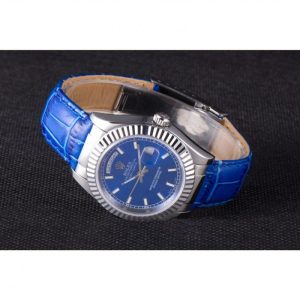Super Clone Rolex Day-Date Oyster Collection Blue Leather Band 621490 - Image 5