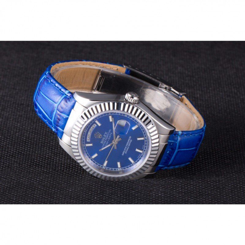 Super Clone Rolex Day-Date Oyster Collection Blue Leather Band 621490 - Image 5