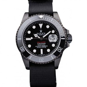 Super Clone Rolex Submariner Pro-Hunter Black Fabric Strap Black Dial - Image 10