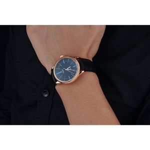 Super Clone Rolex Cellini Time Rose Gold Case Black Dial Black Leather Bracelet  622656 - Afbeelding 10