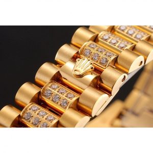 Super Clone Rolex Day-Date Red Diamond Pave Dial Gold Diamond Bracelet 1453960 - Afbeelding 5