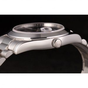 Super Clone Rolex Day-Date Stainless Steel Bracelet Black Dial 80294 - Image 6