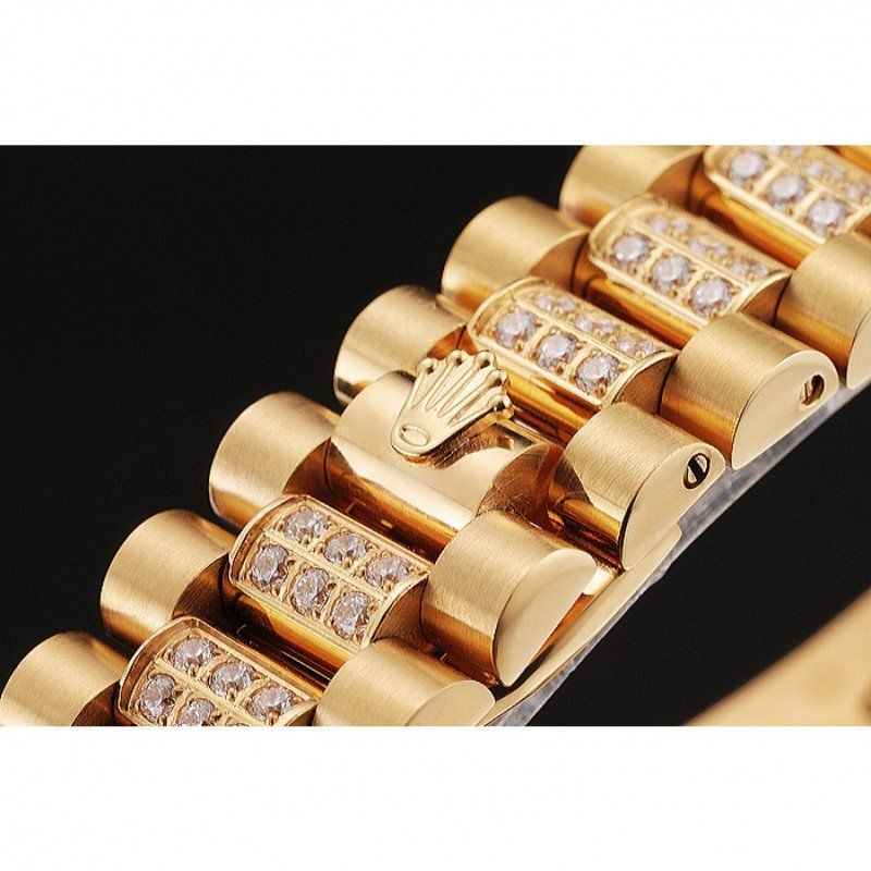 Super Clone Rolex Day-Date Yellow Gold Diamond Pave - Imagen 6