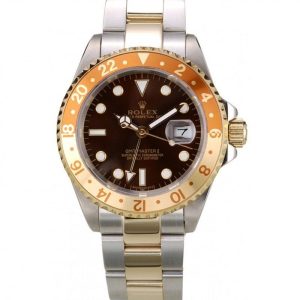Rolex GMT Master II Gold Colored Ceramic Bezel Brown Dial Watch - Imagen 11