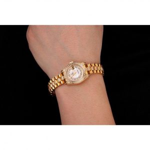 Super Clone Rolex DayJust Diamond Pave White Dial Gold Diamond Bracelet 1453957 - Image 9