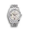 Rolex DateJust Stainless Steel Ribbed Bezel Flower Silver Dial 41983