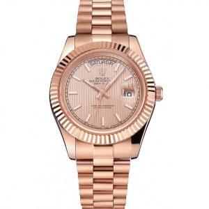 Super Clone Rolex Day-Date 40 Rose Gold Etched Dial Rose Gold Case And Bracelet - Image 11