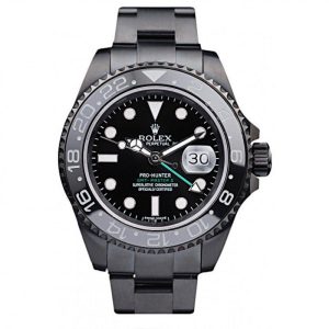 Super Clone Rolex GMT Master II Pro-Hunter Black Steel Strap Black Dial - Image 11