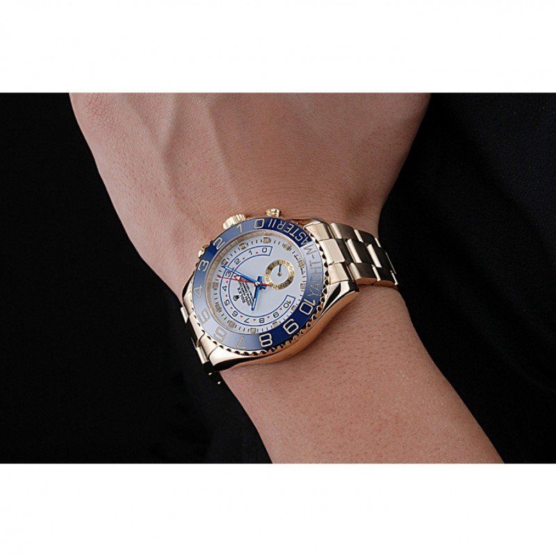 Rolex Yacht-Master II White Dial Blue Bezel Gold Bracelet 622271 - Afbeelding 10