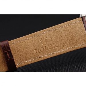 Rolex Cellini Gold Dial And Bezel Stainless Steel Case Brown Leather Strap 622840 - Imagen 8