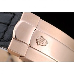 Super Clone Rolex Daytona Rose Gold Case Black Dial Black Leather Strap - Image 6