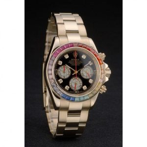 Super Clone Rolex Daytona Rose Gold Rainbow Crystal Bezel 80251 - Image 3