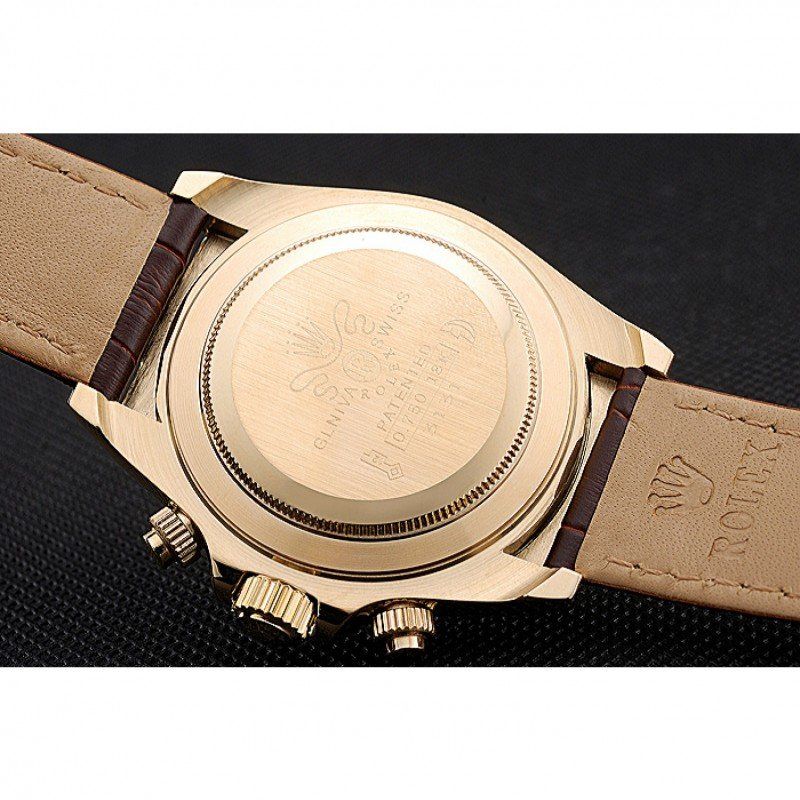 Super Clone Rolex Cosmograph Daytona Gold Case White Dial Brown Leather Bracelet 622633 - Imagen 9