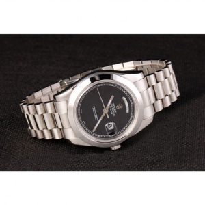 Super Clone Rolex Day-Date Stainless Steel Bracelet Black Dial 80294 - Image 5