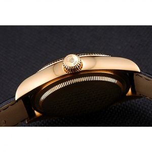 Rolex Cellini Black Dial Gold Case Black Leather Strap 622832 - Image 9