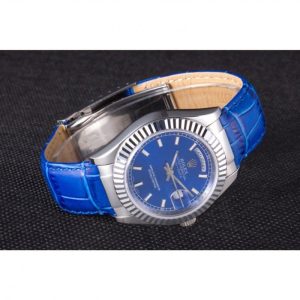 Super Clone Rolex Day-Date Oyster Collection Blue Leather Band 621490 - Image 4