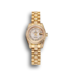 Super Clone Rolex DayJust Diamond Pave White Dial Gold Diamond Bracelet 1453957