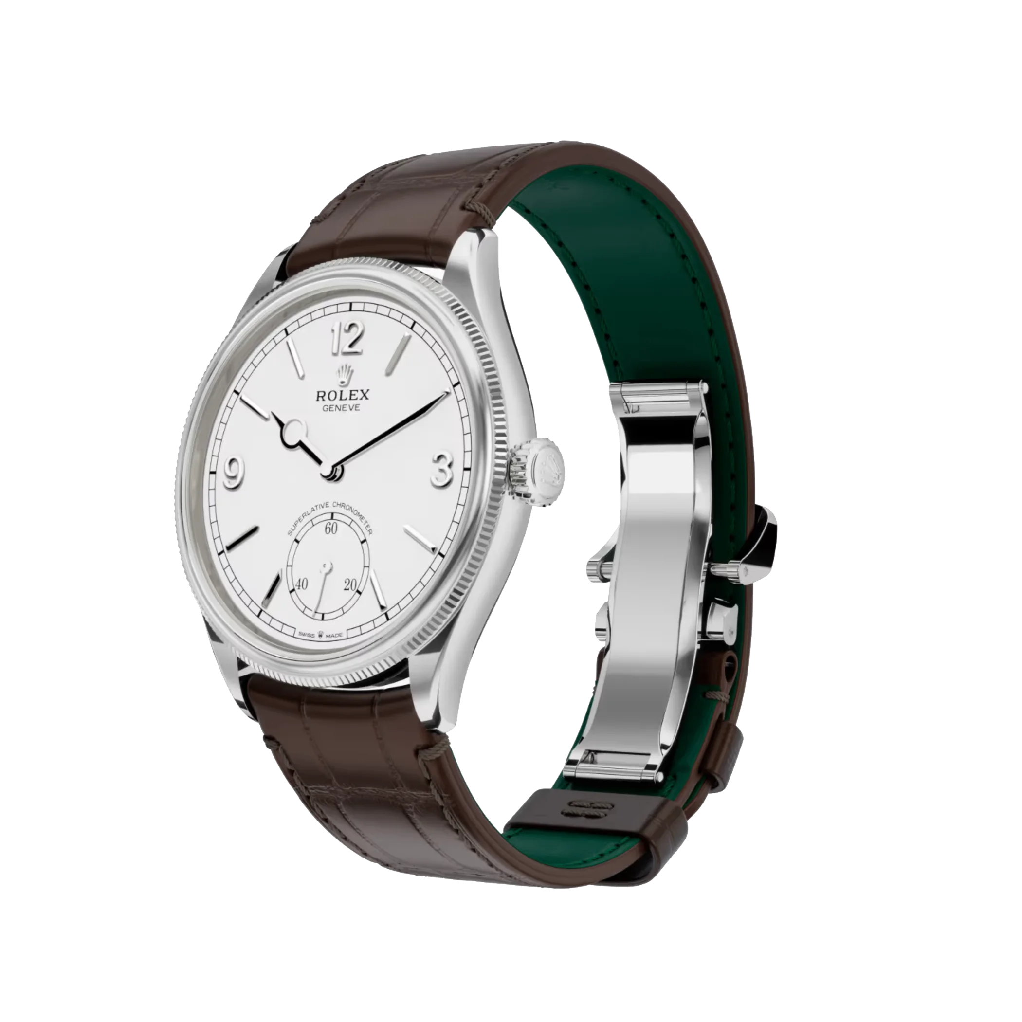 Rolex 1908: 39 mm, white gold with an alligator leather strap, m52509-0006 - Imagen 5