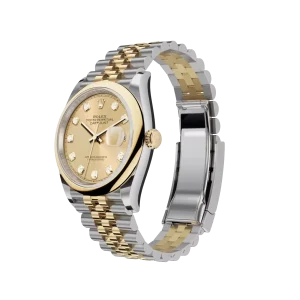 Alternative view of Rolex Datejust: 36 mm, Oystersteel and yellow gold, champagne colour, diamond-set dial, Jubilee bracelet, m126203-0017